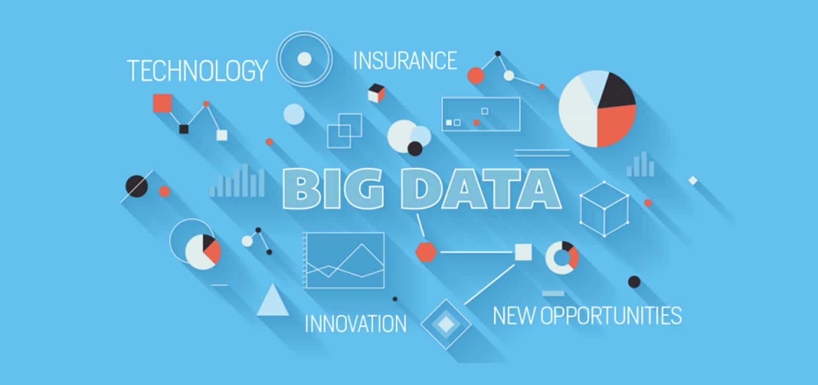 Big data infographics on insurance, technology, new opportunities and innovation.