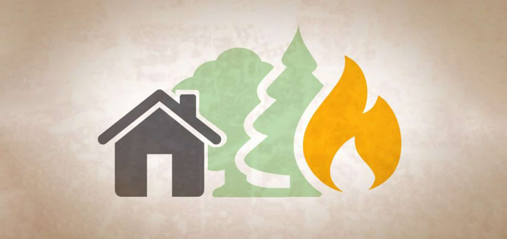 Illustration of a house on fire in the forest. Protection of the forest against fire..